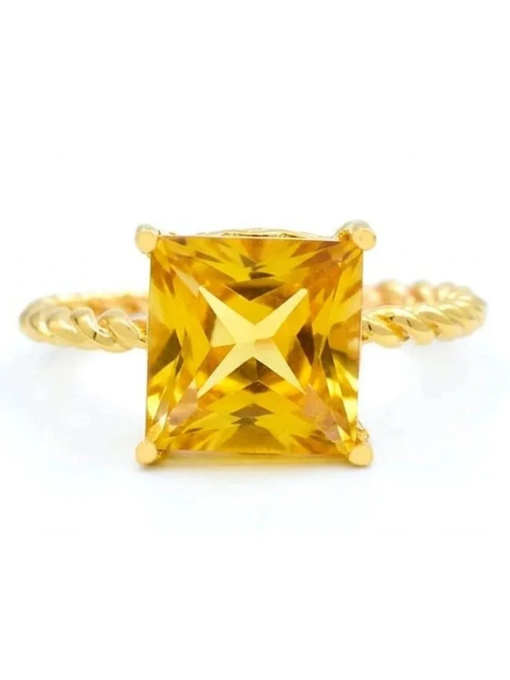 Genuine 3.85 Cts Yellow Topaz Ring Solid 10k Yellow Gold